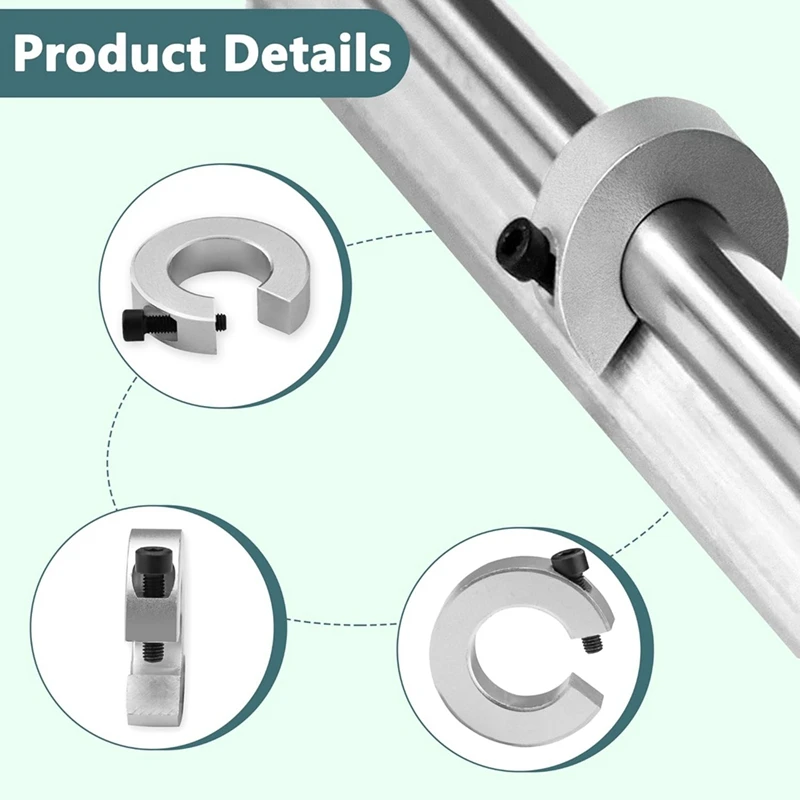 8Pcs SBR20 Linear Rail Stop Collars Aluminum Alloy Shaft Limit Fixing Rings With Wrench, Linear Rail Shaft Stop Collars