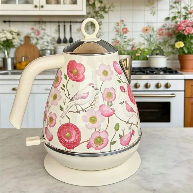 B66C Auto Power Off Teapot 1.7L Retro Electric Kettle With Temperature Display EU Plug Boiling Water Kitchen Tools