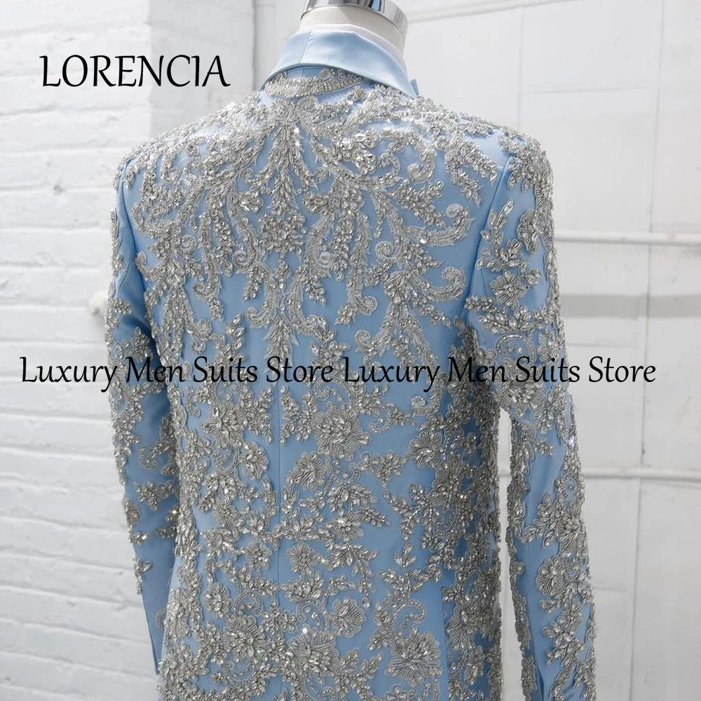 Luxury Rhinestone Suit for Men 2 Piece Single Breasted Wedding Party Tuxedos Customized Blazer Pants abiti uomo estivi eleganti
