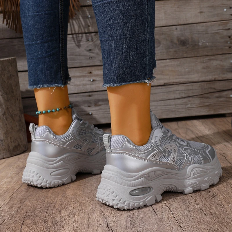 سميكة وحيد أحذية رياضية مكتنزة شبكة تنفس النساء أحذية رياضية أجهزة لياقة خارجية الجري أحذية منصة موضة المدربين غير رسمي جديد #6