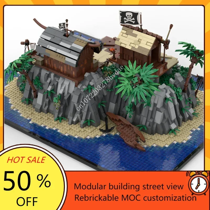 Bloques de construcción MOC para niños, juguete de ladrillos para armar Castillo pirata Medieval, serie Piratas, ideal para regalo, código 5851, compatible con