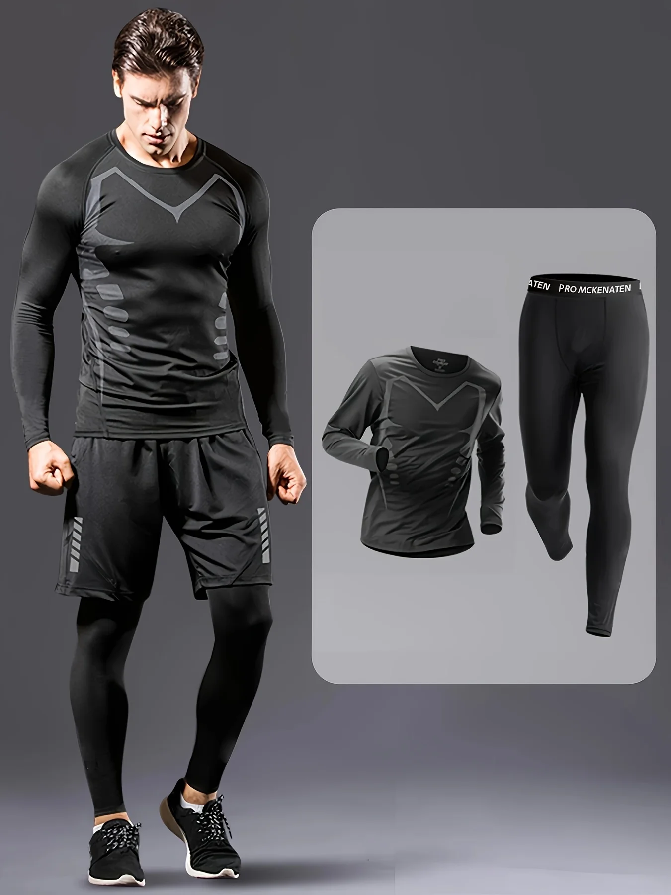 

Fitness clothes, men's running exercise sets, professional equipment, quick-drying training