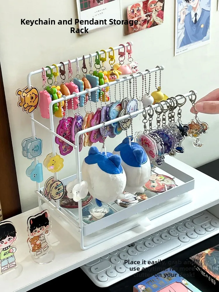 Keychain Display Stand Anime Doll Pendant Earring Organizer Iron Material Simple Style Versatile Storage Rack for Home