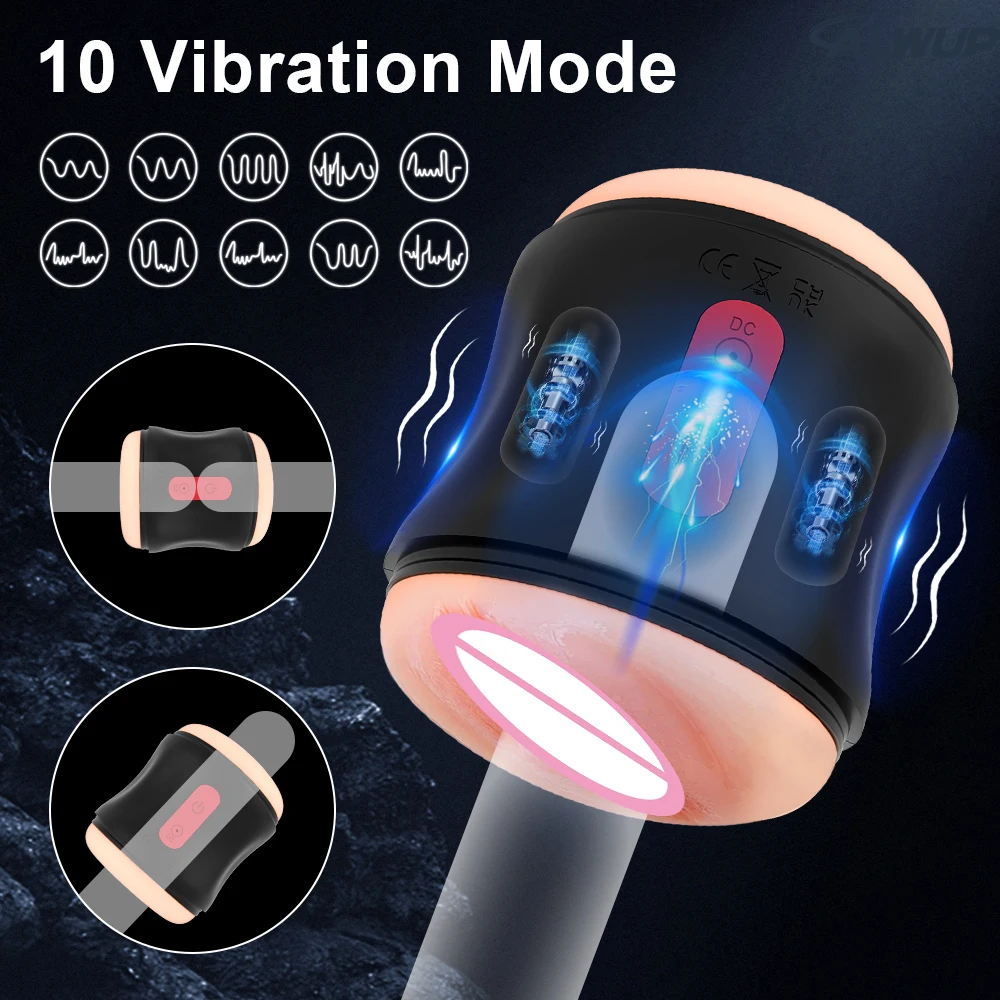 Automatic Male Masturbator Vibrating Pocket Pussy Open-ended Realistic Vagina Anal Masturbation Cup Adult Goods Sex Toy for Men