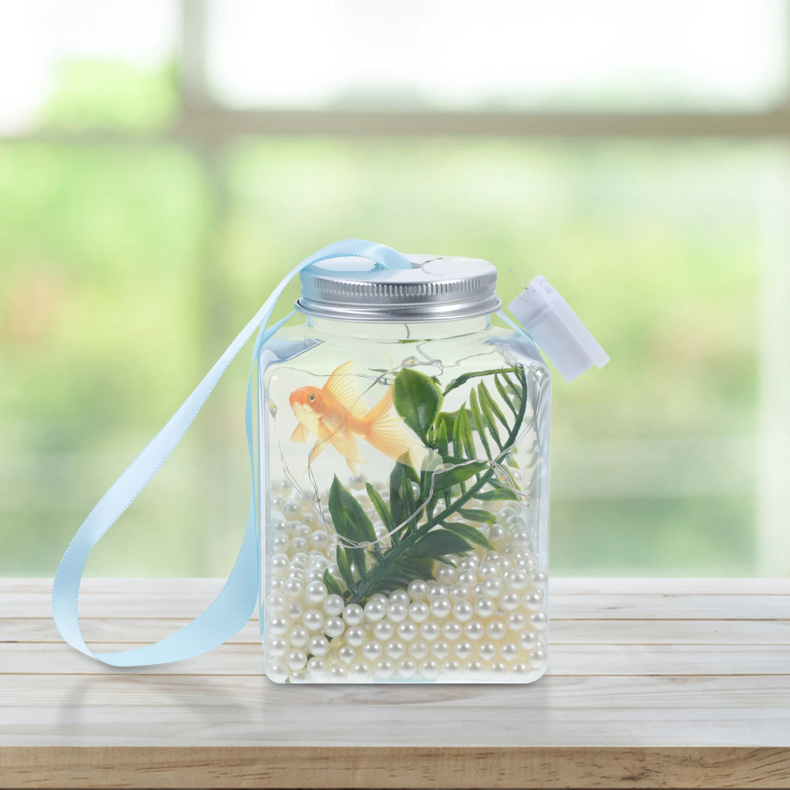 

Plastic Fish Small Transparent Glow Anti Fish Tank For Home Break Desk Home Office Aquarium Pet Supplies
