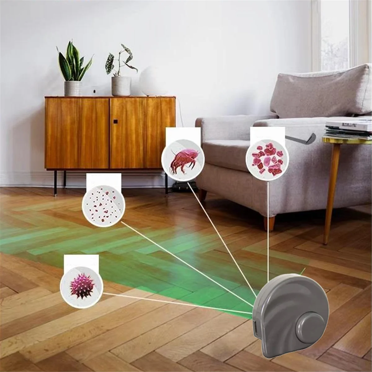Aspirapolvere USB Luci laser Nascosta Peli di animali domestici Gatti Pelliccia di cane Display polvere Lampada a LED Parti universali per aspirapolvere-Bianco