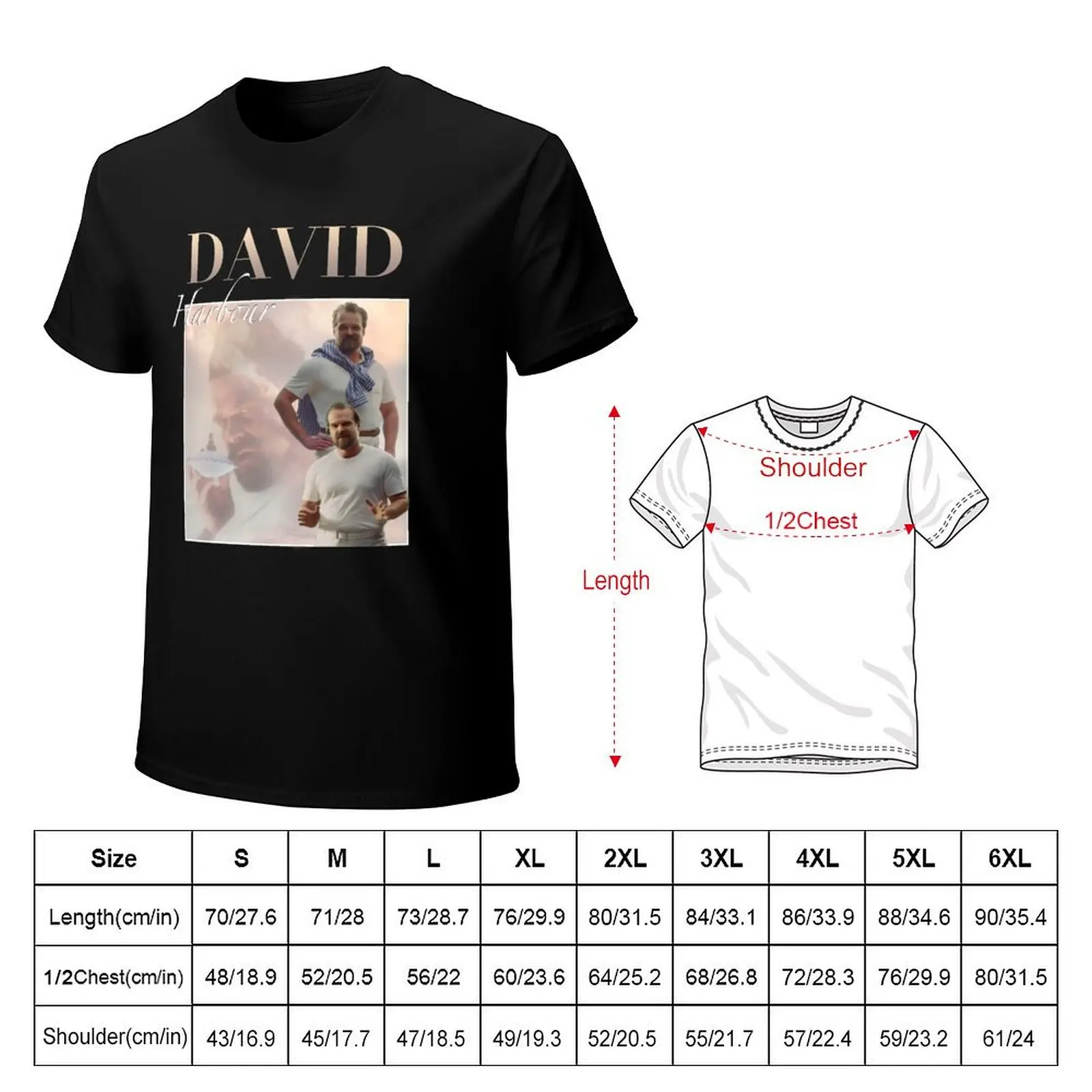 DAVID HARBOUR vintage style T-Shirt Soft Touch Basic Cotton T-Shirt