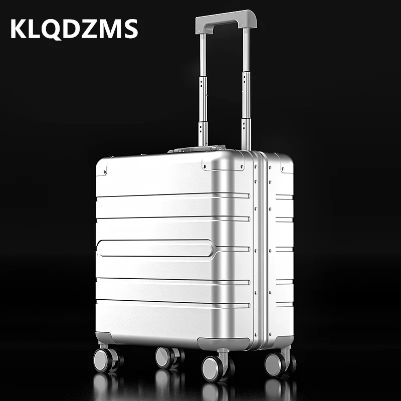 KLQDZMS Men's Luggage All Aluminum Magnesium Alloy Trolley Case Small Boarding Box Business Suitcase 18 Inches Women's Suitcase