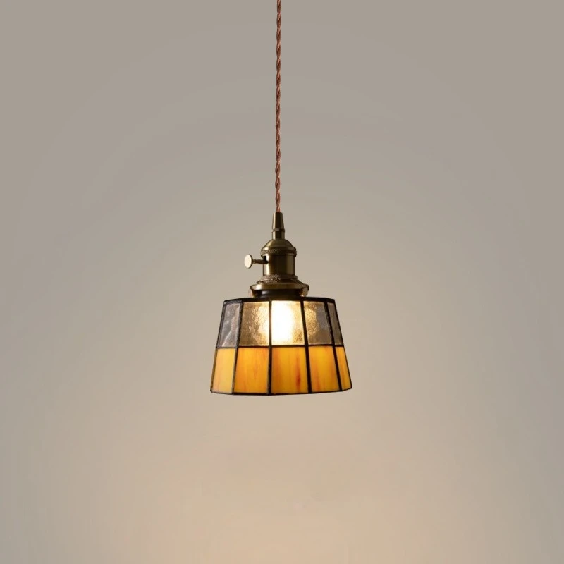 American Retro Pendant Lights Glass LED Ceiling Hanging Lamps Corridor Study Store Balcony Coffee House Embellish Light Fittings