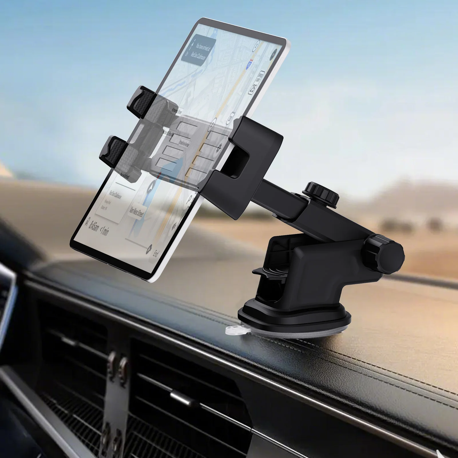 Car Windshield Dashboard Tablet and Phone Mount Adjustable Holder for Navigation and Calls Fits 4-13 Inch Devices Universal Fit