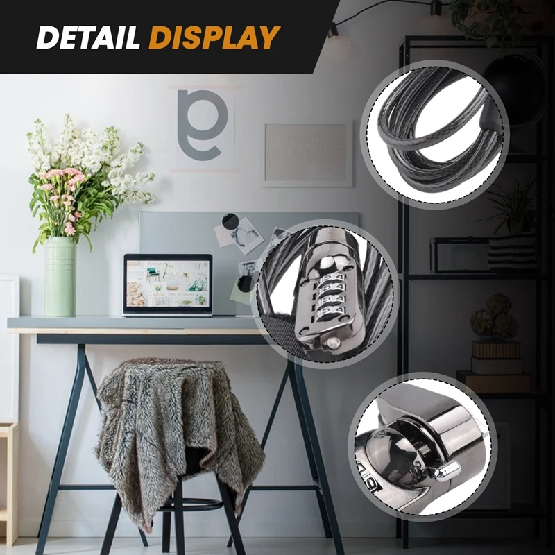 IDUD Security Anti-Theft Combination Laptop Notebook Cable Lock 4 Digit Password Lock