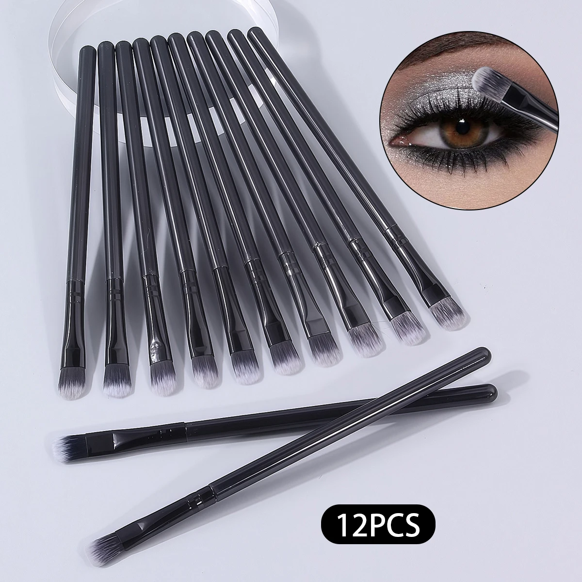 12 pièces de pinceaux de maquillage pour les yeux doux, pinceaux pour fard à paupières, pinceaux pour taches, pinceaux à sourcils, pinceaux anti-cernes et outils de beauté