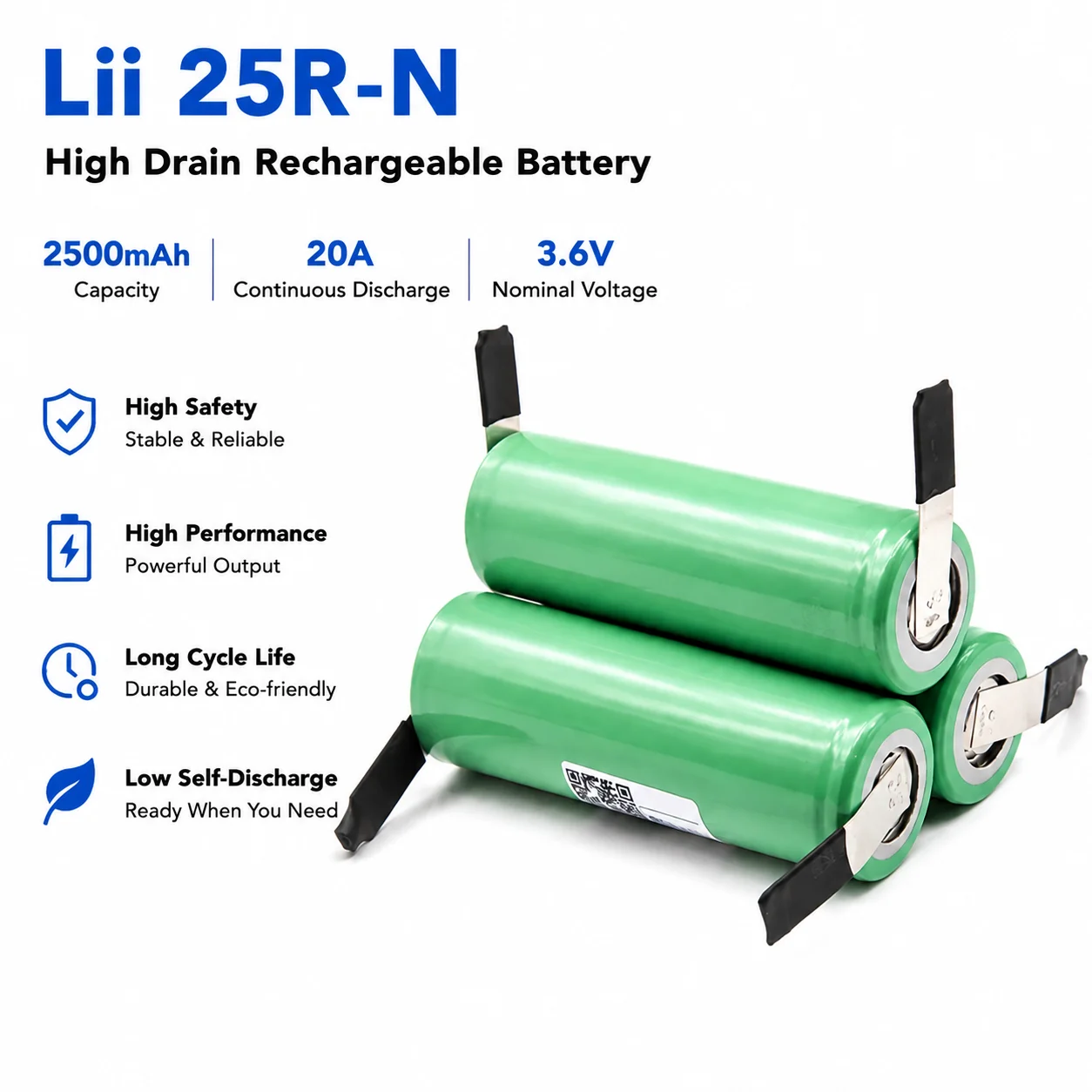 1-8PCS LiitoKala 18650 2500mAh Batterie INR18650 25R 3.6V Décharge 20A Batterie dédiée pour + DIY Nickel Original