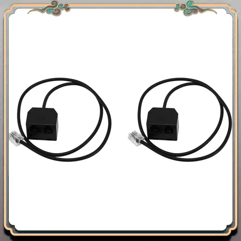 Durable 2X RJ9 4P4C Male To Dual Female Ports Connector Telephone Adapter Cable Wire Telephone Extension Cord