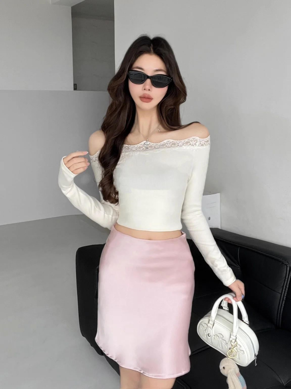 Ele Satin ort Skirt Asymmetrical Cut Acidic Fiber Women's Busin Ci Commute Par Travel op Office Fi Tail ...