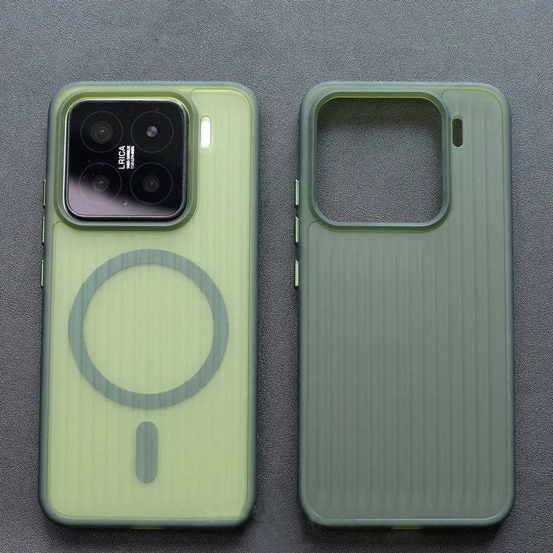 เคสหลังแม่เหล็กลูกฟูกแบบนุ่มสำหรับเสี่ยวมี่ Mi 13 14 15 Pro กันกระแทกเคลือบเคลือบใส