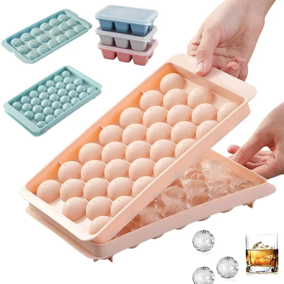 

66/33 Ice Ball Mold Hockey Frozen Mini Ball Maker Mold Round Ice Cube Mold with Lid Ice Tray Box Whiskey Cocktail Kitchen Tools