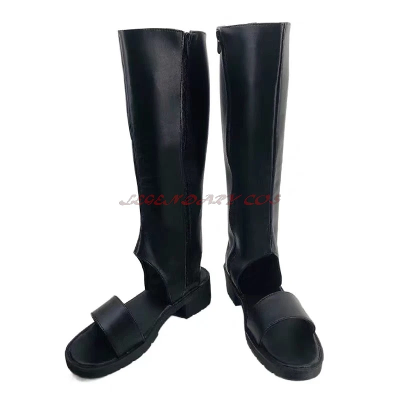 Anime Uchiha Sasuke Cosplay Shoes Black PU Leather Boots Halloween CosplayUchiha Sasuke Prop Custom Made Boots