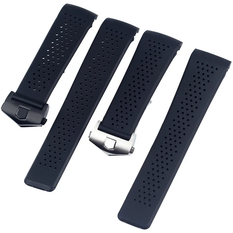 22mm 24mm Natural Rubber Watchband Bracelet For TAG HEUER GRAND CARRERA AQUARACER Men Waterproof Soft Strap Bracelet