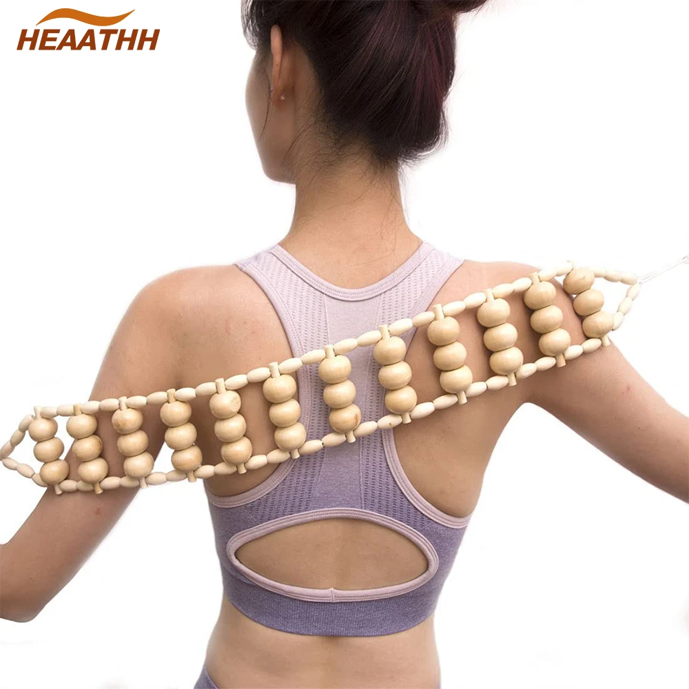 Wood Back Massage Roller Rope,Wood Therapy Cellulite Massage Tools,Self Massage Tools for Neck Leg Back Pain Relief