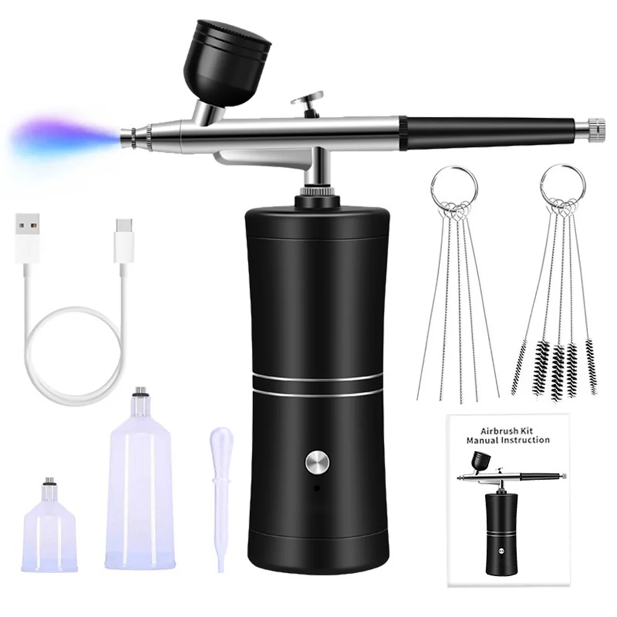 Airbrush Kit with Compressor Rechargeable Cordless Non-Clogging High-Pressure AirBrush Set for Nail Art Makeup Painting