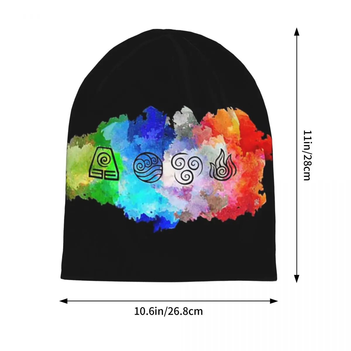 アバター エアベンダー - 四つの要素 - 水平スカリービーニー帽子 暖かい秋用キャップ ニットボンネットキャップ ユニセックス 大人用