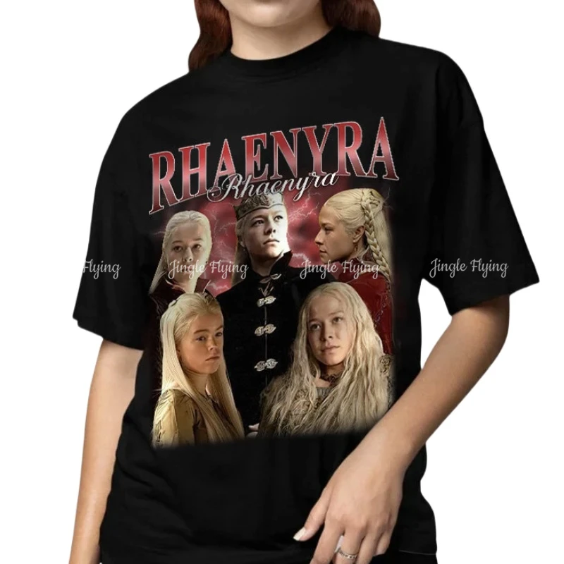 Retro Rhaenyra Targaryen Tshirt Spersonalizowany prezent dla kobiety i mężczyzny Premium Unisex T-shirt