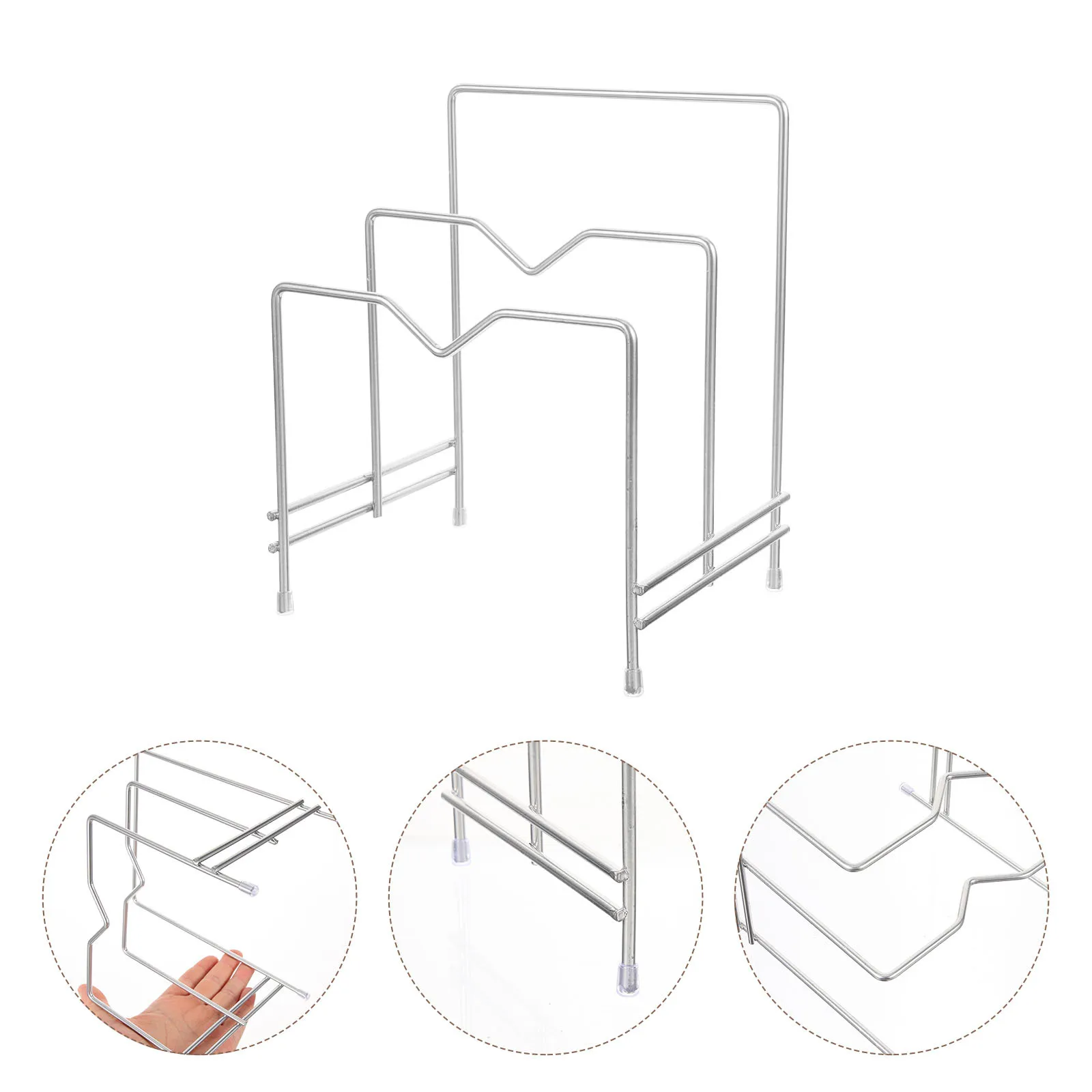 

Cutting Board Organizer Pot Cover Holder Kitchen Storage Rack Easy Drainage Tidy Countertop Round Corner Design No