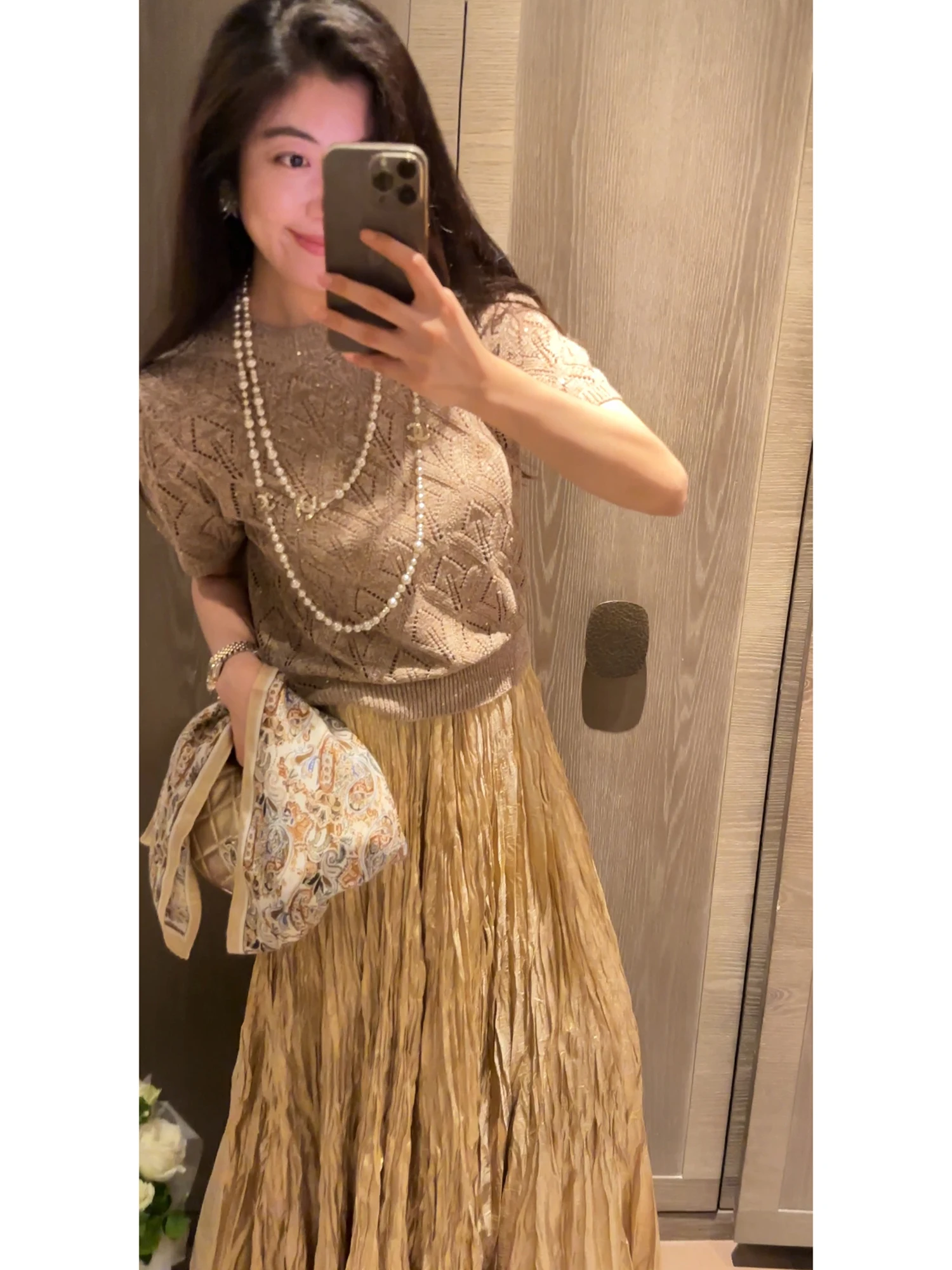 

Elegant Hollow out Knitted Short Sleeve Open Cardigan Slimming Design Spring New Arrival for Young Women Chinese Style Top