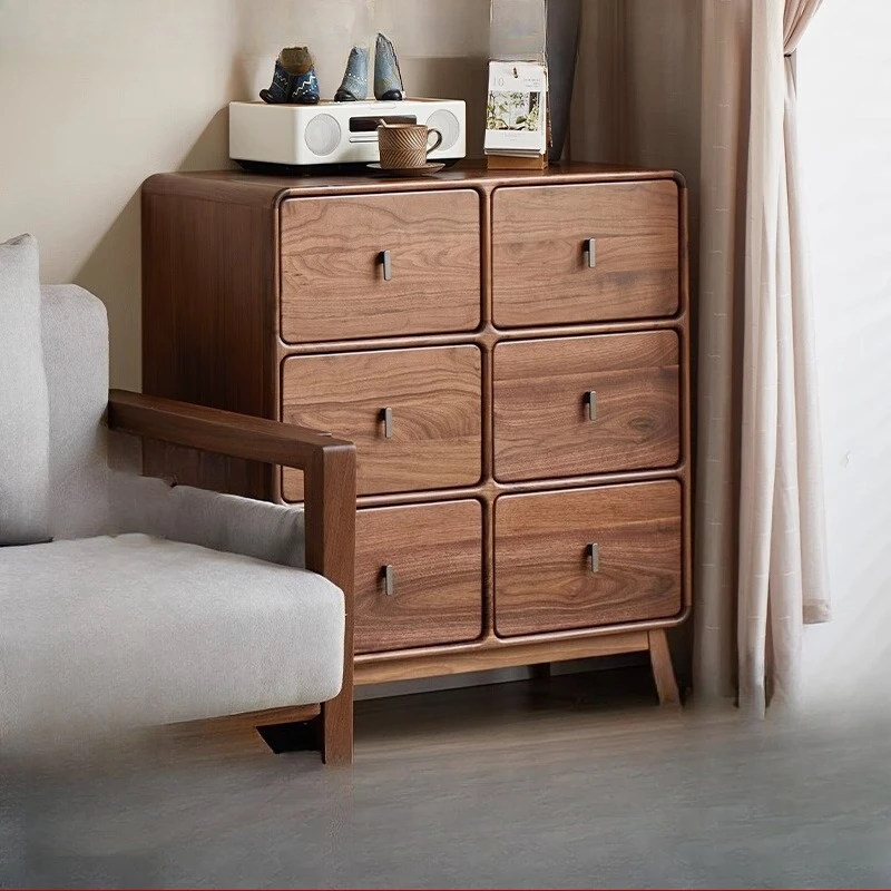 

North American black walnut solid wood chest of drawers home storage cabinet chest of drawers bedroom bed end storage cabinet