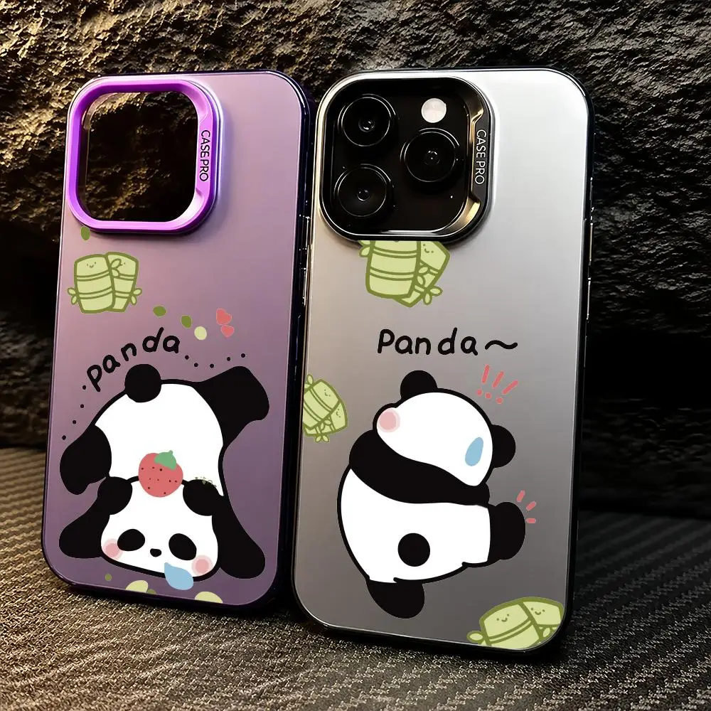 

Panda Eating Bamboo Phone Case For iPhone 11/12/13/14/15/16/17 Pro Max Color Gradient TPU Case Shockproof Cover