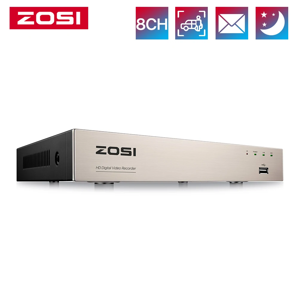 ZOSI H.265+ 8CH 3K Lite 4-in-1 Analog/AHD/TVI/CVI Surveillance Video Recorders CCTV DVR System for 720P, 1080P Security Cameras