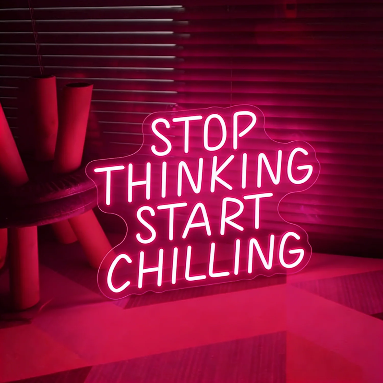 

Неоновая вывеска «Stop Thinking Start Chilling», розовая светодиодная неоновая вывеска, неоновые буквы для декора стен, USB-светильник для дома, бара, мужской комнаты