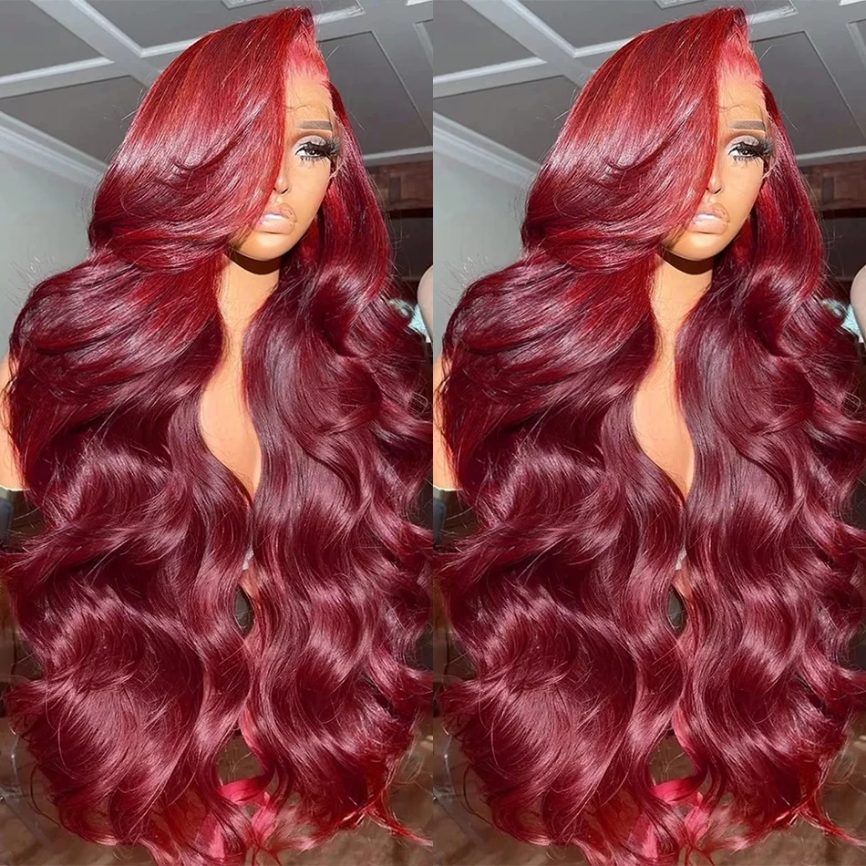 

Бургундский парик 99j, 13x4, с кружевной передней частью, из натуральных волос, плотность 200, волнистый, красный, с кружевной фронтальной частью, бразильский, предварительно выщипанный, для женщин