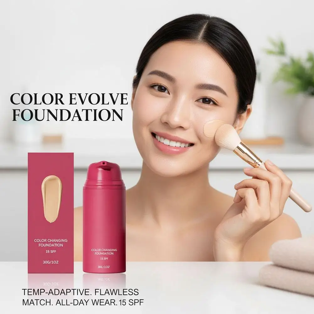 Natürlich Farbwechselnde Flüssig-Foundation, Temperaturabhängig Anpassbar, Gleicht den Hautton im Gesicht aus, Weicher Make-up-Look, Langanhaltend – Detail 7