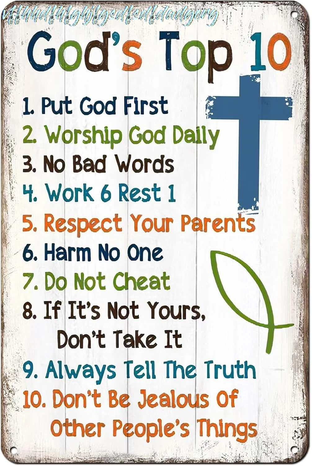 10 Commandments For Kids - Christian Wall Decor,Religious Wall Decor,Kids Wall Decor, Room Rules Sign For Teen Girls,Girls  sign