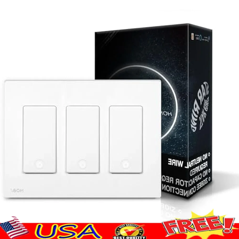 Zigbee Smart Switch 3 Gang No Neutral Wireless Control Alexa Google Assistant Timer Remote App Operation Single Pole Light