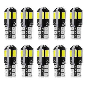 10PCS T10 W5W LED 전구 194 5630 8SMD 자동 인테리어 조명 허가 번호판 라이트 돔 조명 주차 램프 화이트 12V 6000K 