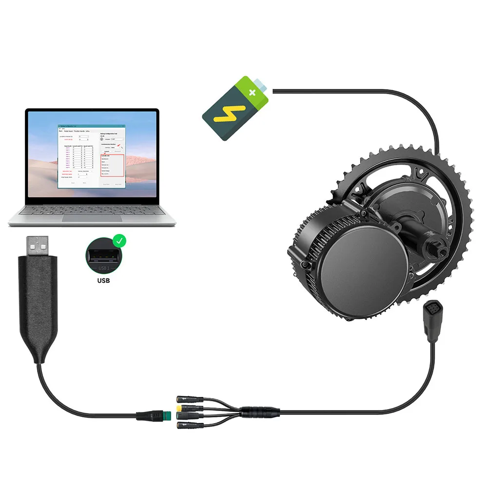 USB Programming Cable for Ebike MidDrive Motor CAN Version Compatible with For Bafang BBS01 BBS02 to Change Motor Parameters