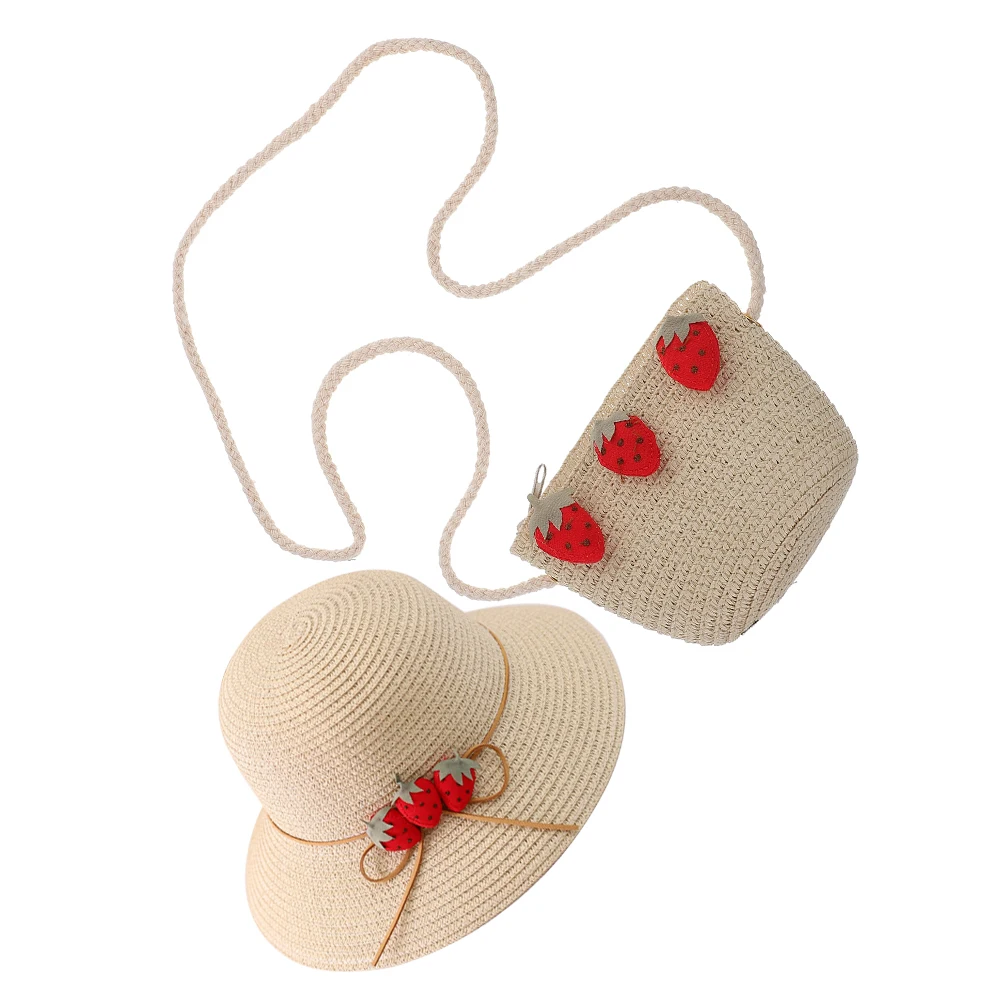 

Girls Straw Shoulder Bag Toddler Beach Hat Cap Bags for Tea Party Messenger Kids Sun Hats Girls Summer Straw Sun Hat