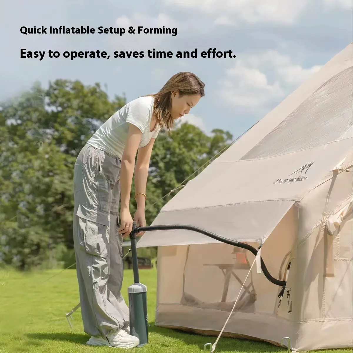 

MOUNTAINHIKER Очень большая надувная семейная палатка для кемпинга на 3–6 человек с высококачественным ветрозащитным и просторным интерьером