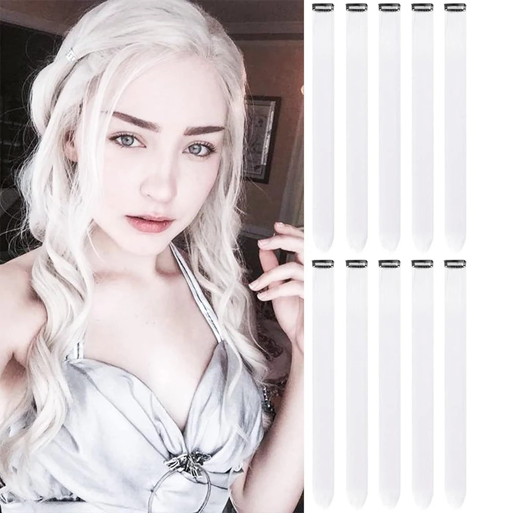 10pc Colored Hair Extensions Clip in Set