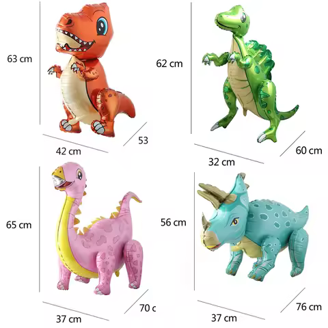 Giant Foil Dinosaur Self Standing Balloons for Kids Boys Girls Happy Dino Birthday Party Safari Animal Decoration Supplies Toys