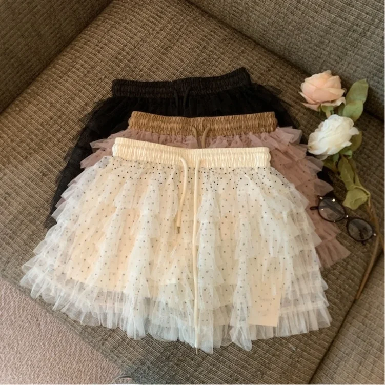 

Sweet And Spicy Polka Dot Lace Puffy Half Skirt Women's Summer New Unique Beautiful A-Line Short Skirt Ladies Fashion