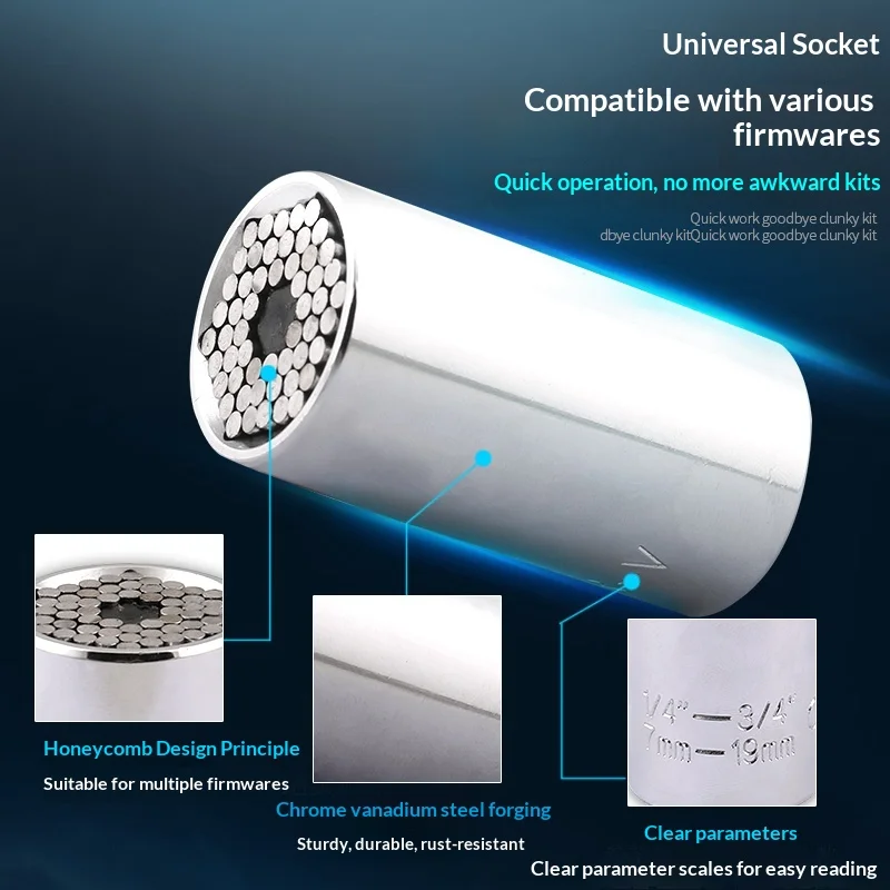 مزيج الأكمام متعددة الوظائف أداة مفتاح الربط العالمي سريعة السقاطة الخارجي مسدس طقم تصليح السيارات غلاف الأجهزة #2