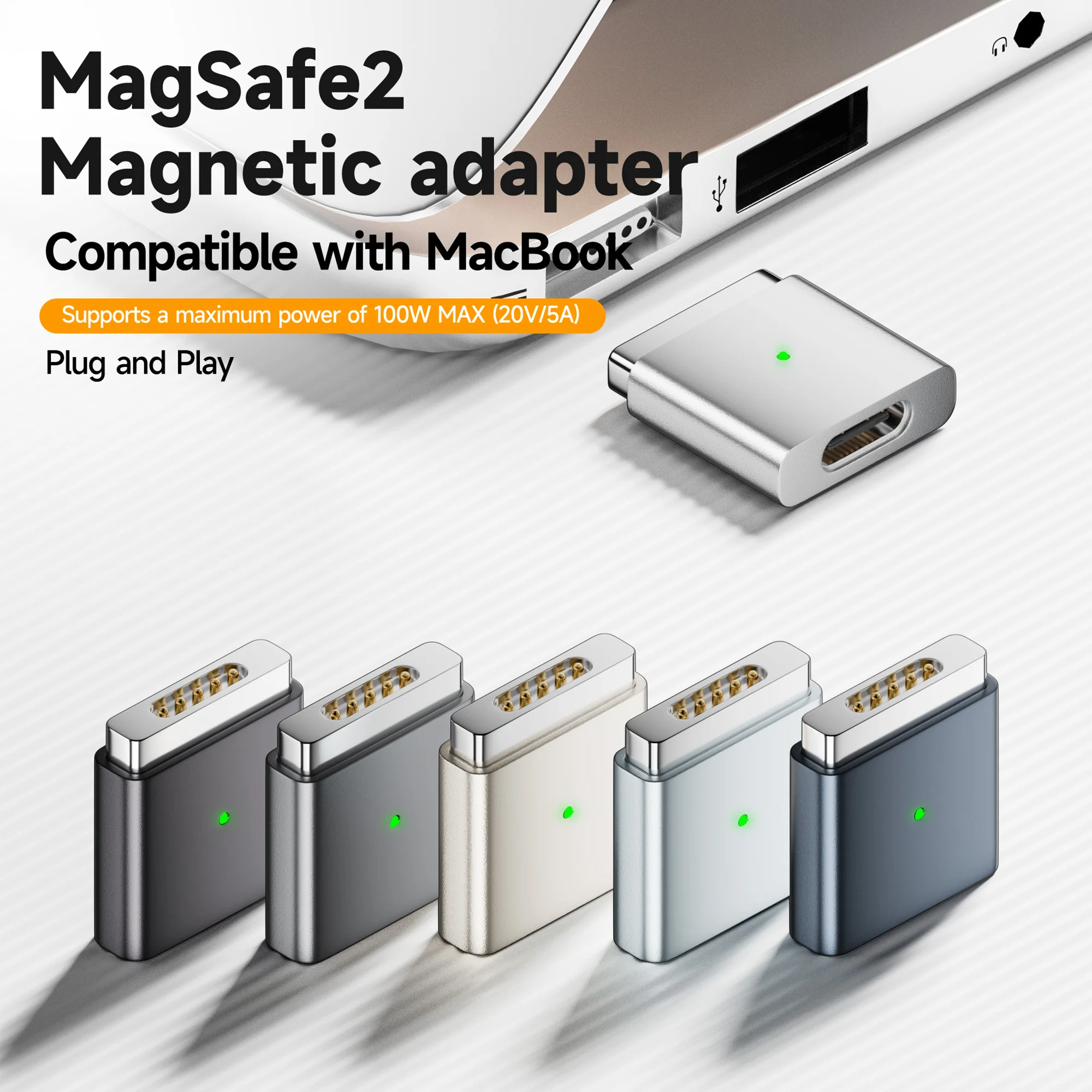 Cable de Carga MacBook: USB-C a MagSafe 3/2 magnético, para portátiles Apple, carga rápida, adaptador M2 Mac Pro, 100W