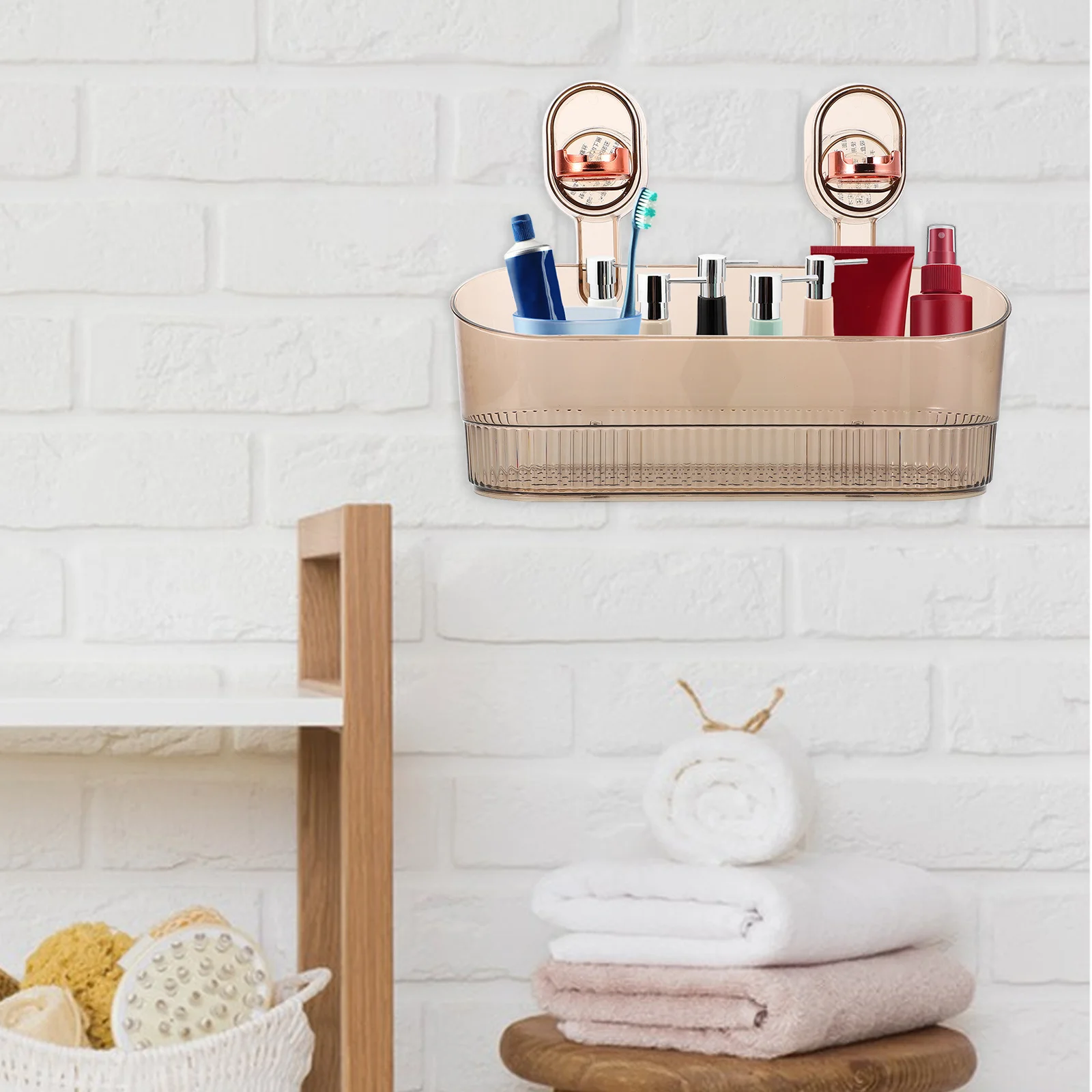 

Suction Cup Storage Rack No Drill Design Strong Hold Bathroom Kitchen Organizer Shower Shelf Soap Holder Wall Mount Tidy