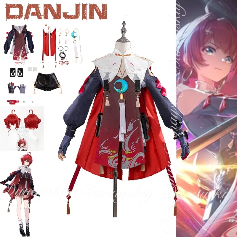 لعبة Wuthering Waves Game Danjin شخصية واحدة حارس مستقيم وغير معدل مع زي تنكري للشعر الوردي مليء بالمجموعة