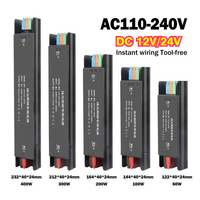 12V 24V Ultra Thin Lighting Transformers 220V Power Supply 60W 100W 200W 300W 400W For COB LED Strip Power Supply Adapter Driver