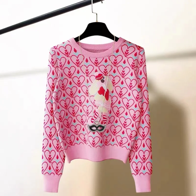 Butterfly Rabbit Stylish Chic Knit Sweater Pullover Women Elegant Fashion Vintage Knitwear 2023 Autumn Winter Long Sleeve Tops